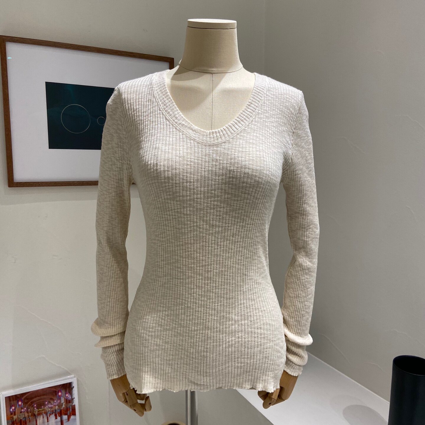 现货talk talk韩国东大门女装春秋季低领螺纹背缝线长袖打底衫t恤