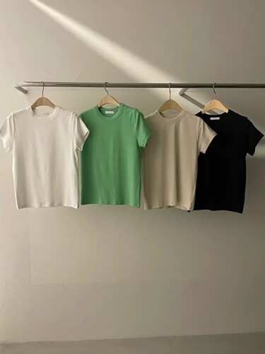 现货TALK韩国圆领四季短袖打底衫