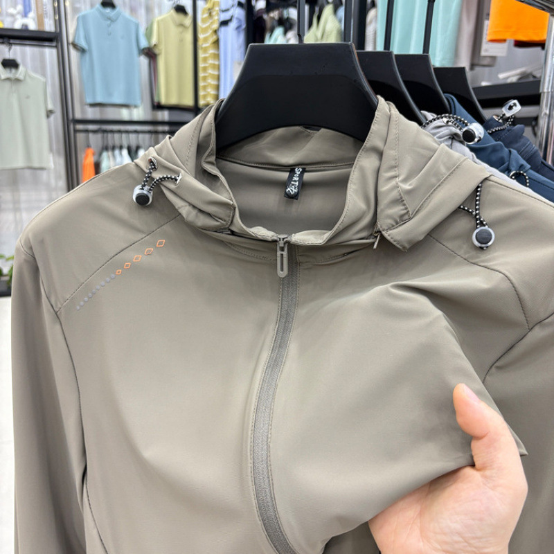 2025夏季衣男装新品锦氨无缝 时尚连帽可拆男士皮肤衣钓鱼服