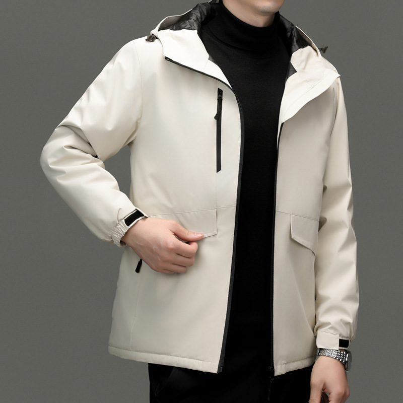 冬季大白鲨男装官方旗舰店忘不了同款本命红色装羽绒棉加厚冲锋衣