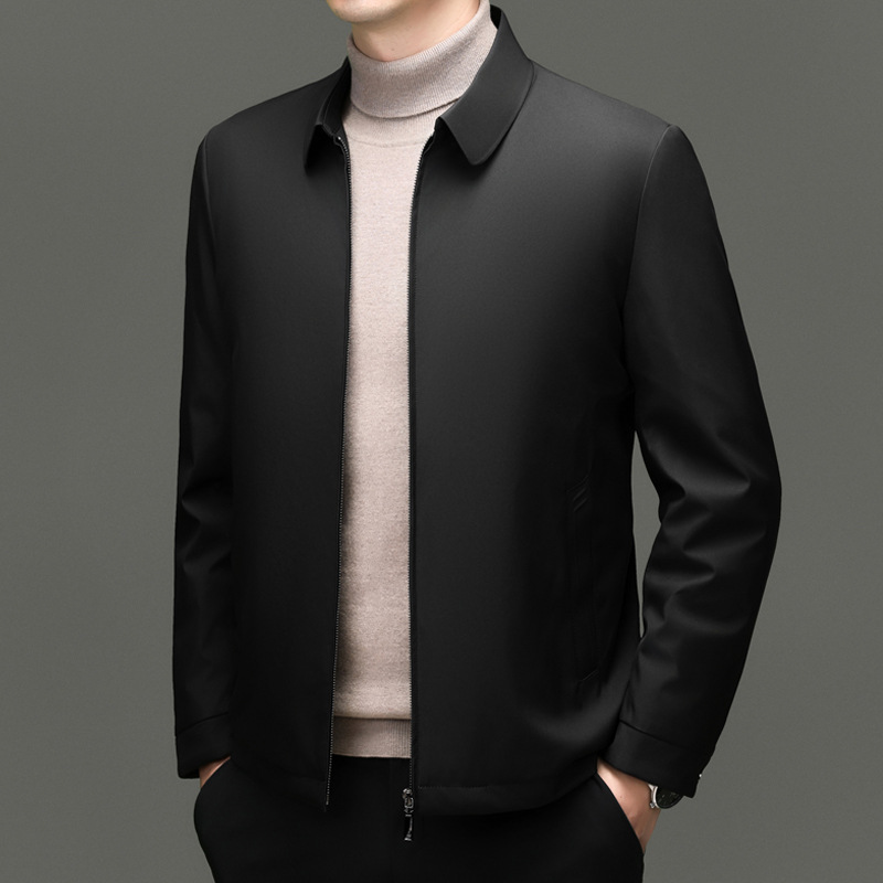 轻薄款羽绒服男2025冬季新款休闲翻领保暖轻便爸爸装夹克外套