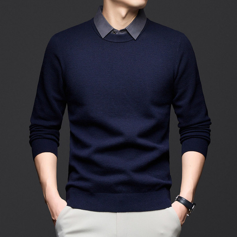 假两件毛衣男2025秋冬季新款衬衫领修身针织衫男士保暖休闲打底衫,男装,针织衫/毛衣,淘宝优惠券,粉丝福利购,淘宝优惠卷