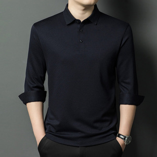 体恤2025秋季 翻领含羊毛长袖 喜公公红色长袖 男士 POLO衫 中年爸爸装