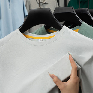 半袖 夏季 中年冰丝圆领薄款 爸爸装 短袖 高男士 t恤2025新款