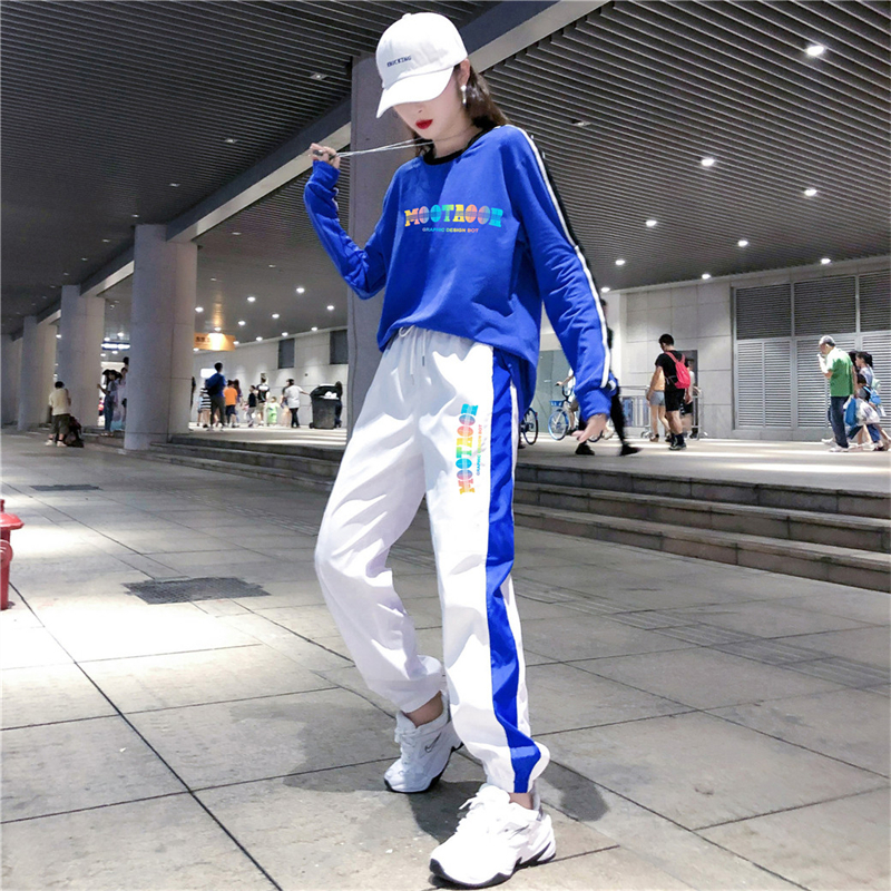 纯棉休闲运动服卫衣套装女春秋季2025年新款洋气减龄跑步服两件套