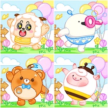 蛋仔派对数字油画diy儿童简单可爱卡通手工填色涂色油彩画小学生