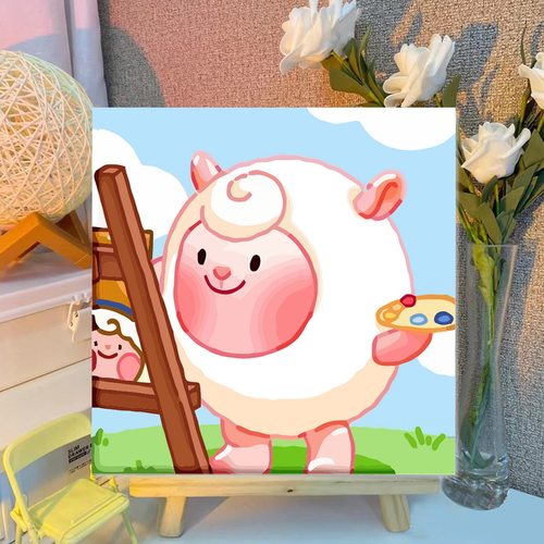 羊蛋仔数字油画diy蛋仔派对