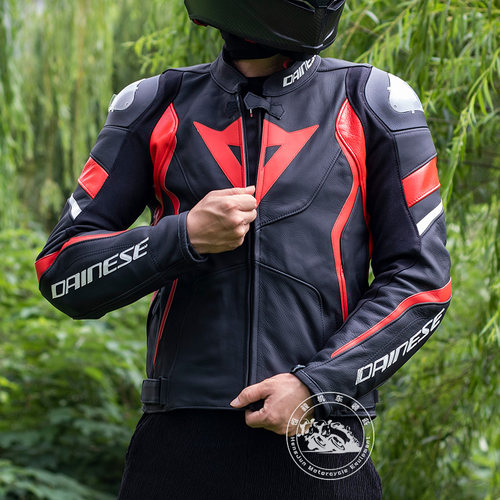 丹尼斯秋冬保暖防摔真皮骑行服男