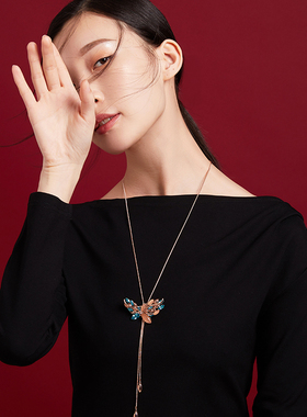 伊泰莲娜胸针女胸花毛衣链两用配饰瑞丽长链四季链长短可调节饰品