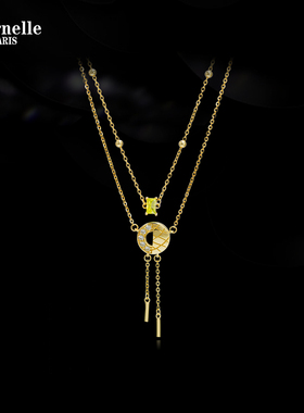 Eternelle法国永恒菠萝沙冰项链银夏季多巴胺风格双层叠戴锁骨链