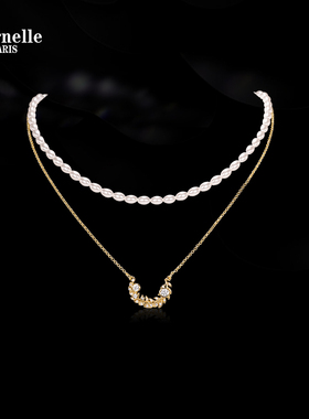 Eternelle法国永恒圣诞颂歌月桂花环珍珠项链高档轻奢叠戴锁骨链