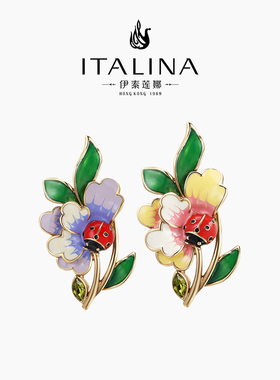 伊泰莲娜italina胸花女绿色森林植物系列别针花间意小甲虫胸针