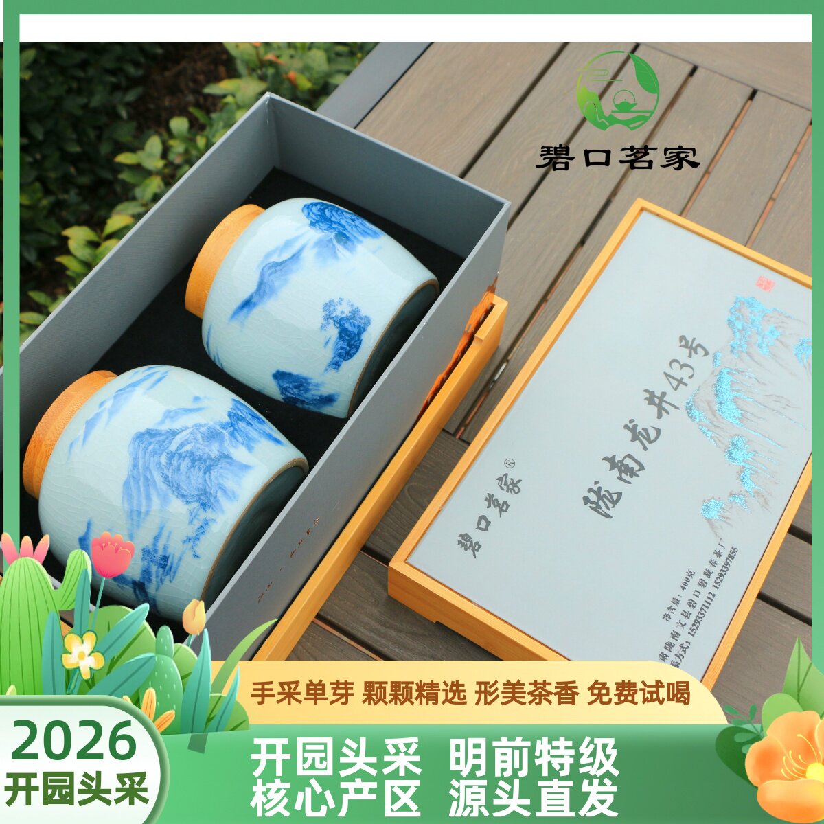 2026新龙井43号甘肃陇南文县碧口高山绿茶明前特级茶叶礼盒装400g