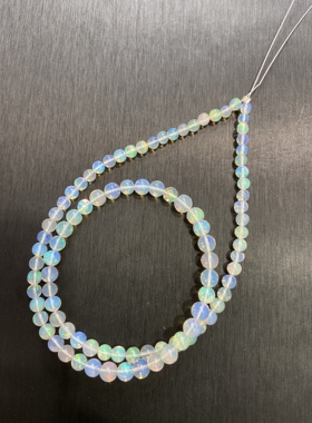 天然欧泊圆珠塔链半成品女款欧珀彩宝项链蛋白石火欧泊饰品礼物