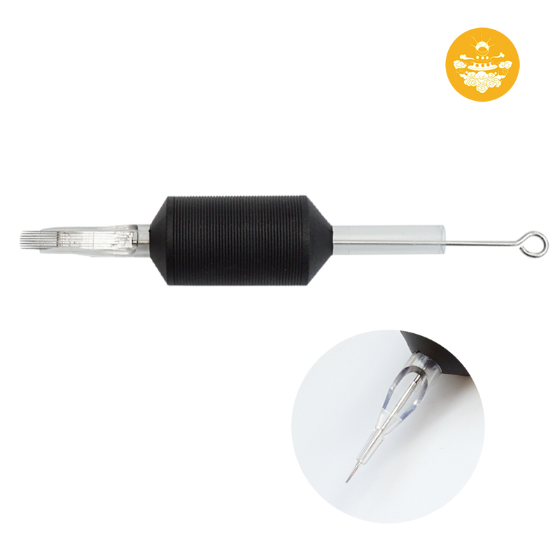 大生针  纹身手柄带针 割线弧排打雾 散口一次性黑色硅胶手柄加针