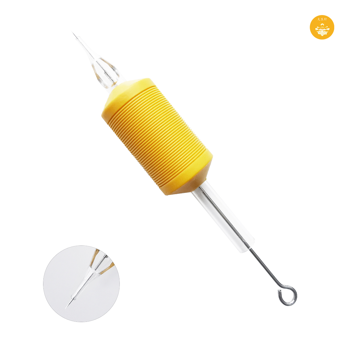 大生针 纹身手柄带针 割线弧排打雾 散口一次性黑色硅胶手柄加针