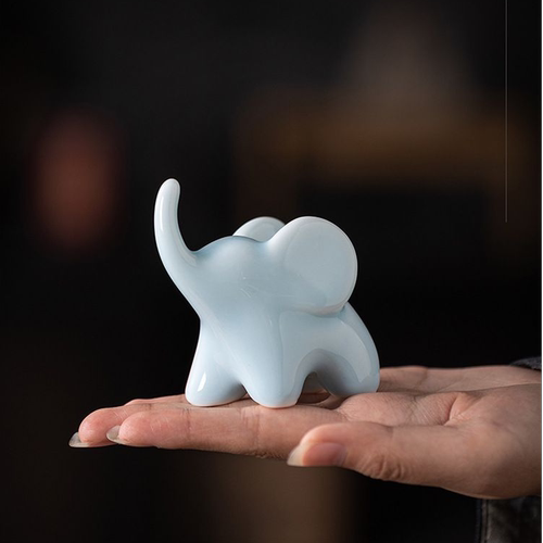 可爱小象茶宠摆件陶瓷茶具配件
