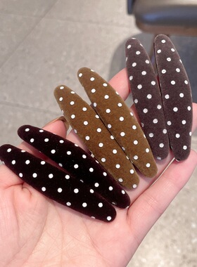 甜美丝绒波点布艺对夹刘海夹