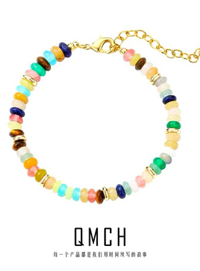 高级天然彩色串珠手链女小众设计多巴胺手串轻奢气质小众手饰个性