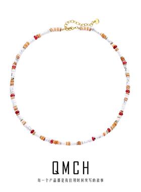 花儿与少年金晨同款彩色天然石串珠项链女锁骨链毛衣链气质白搭