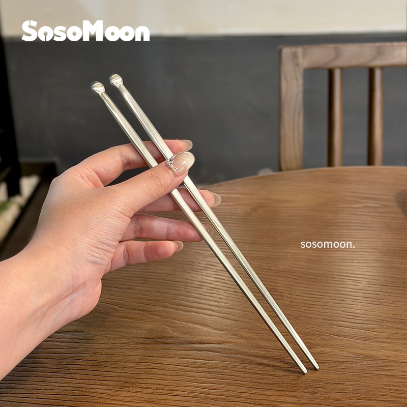 SosoMoon不锈钢实心防滑扁筷子