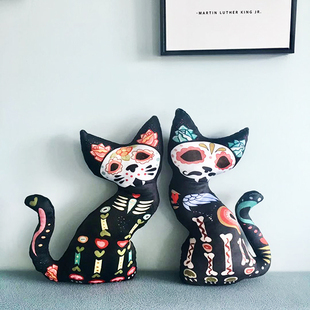 猫异形手工原创oldschool动物造型礼物抱枕靠垫 纹身猫个性