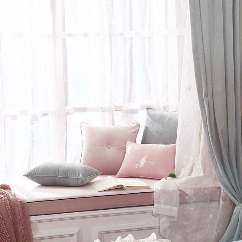 定制 可拆洗 飘窗垫窗台垫  高密度海绵榻榻米沙发垫 藕粉公主