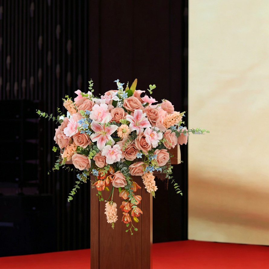 演讲讲台花仿真花主席台花束