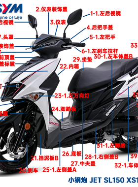 SYM 三阳机车 JET SL150 XS150T-11车架 全车外壳 面板 大灯 边条