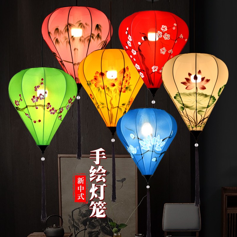 中式手绘钻石广告发光灯笼酒店装饰景区防水白色创意水滴红色灯笼