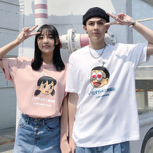 Prank kiss李予诺潮牌2019夏季卡通宽松纯棉圆领情侣装短袖T恤