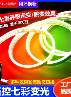 LED柔性软条霓虹硅胶24V七彩RGB灯带KTV呼吸渐变跳变定色户外防水