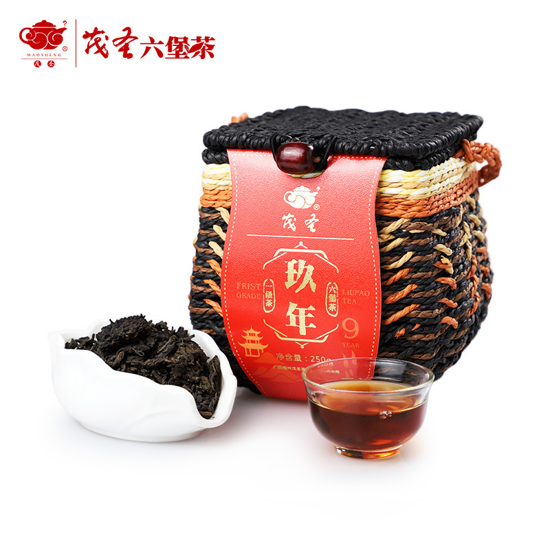 茂圣六堡茶 2012年老茶一级九年陈250克特色篓装广西梧州特产黑茶