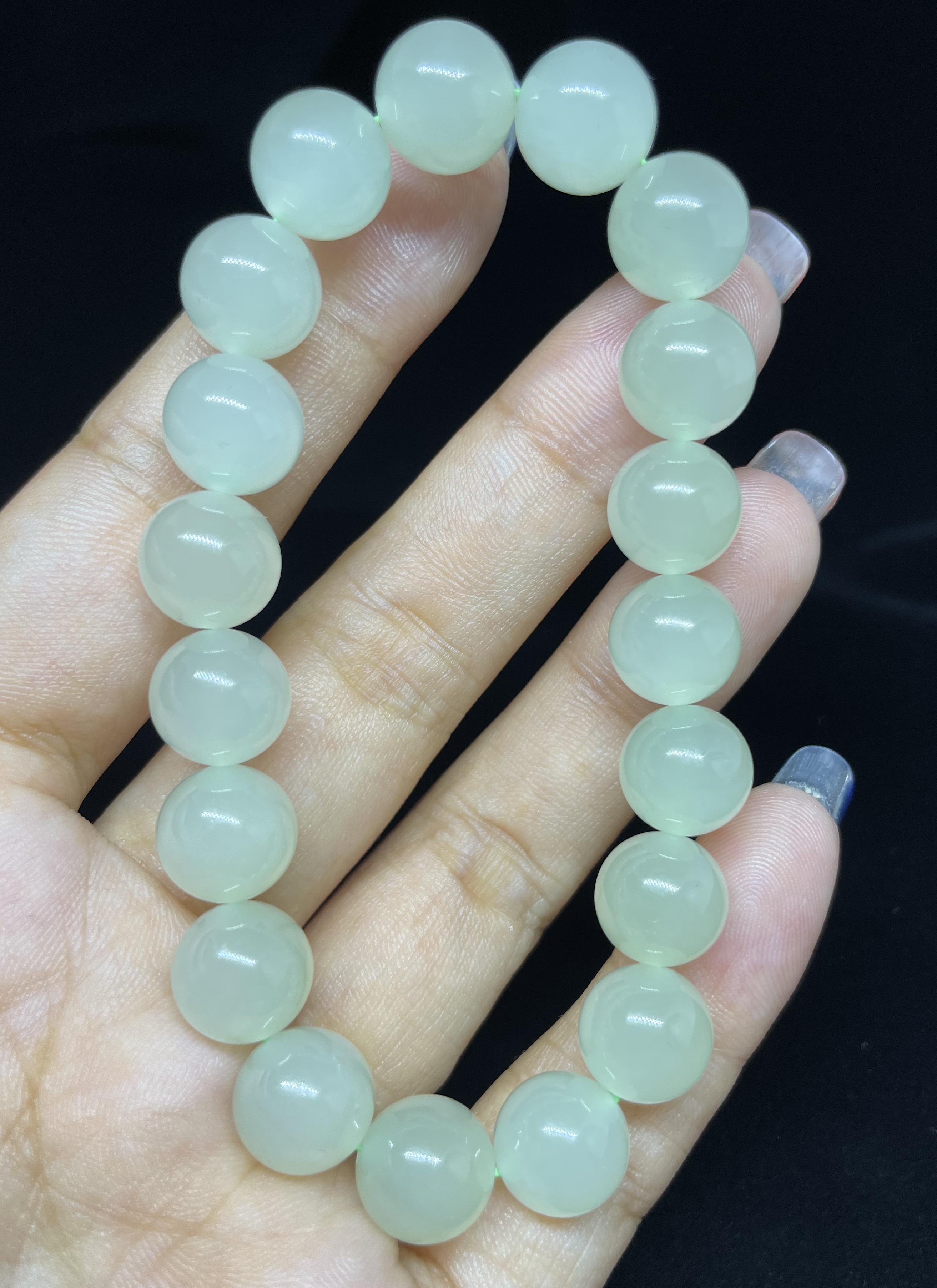 天然新疆和田玉石高冰晴水手链