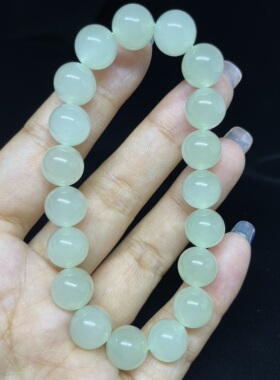 天然新疆和田玉石高冰晴水手链