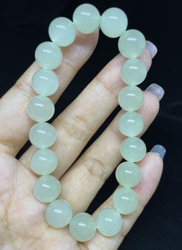 天然新疆和田玉石高冰晴水手链