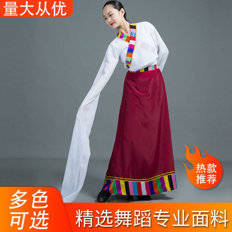 藏族舞练习裙舞蹈服装练功服藏族裙子藏舞裙子民族舞演出服女成人