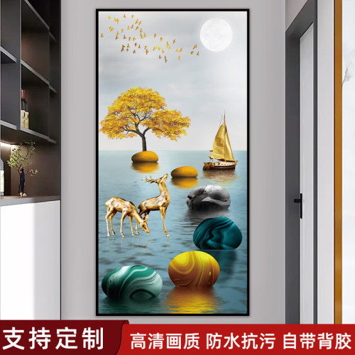 玄关壁画3d立体自粘装饰画墙贴画