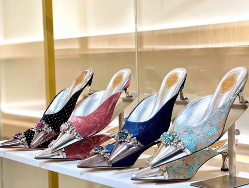 现货A.b.poétique艺术手工鞋履冠冕女神时装鞋尖头高跟拖鞋单鞋