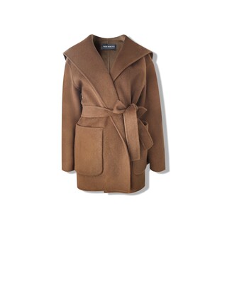 NOT FOR US2023AW卡其色腰带双面尼大衣短款收腰系带上衣时尚百搭