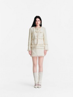 DIANA 百搭休闲上衣女毛呢外套 VEVINA26春夏米色小香风外套时尚