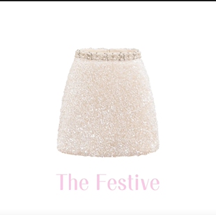 The 百搭优雅气质半身裙 Festive佩里月光亮片半裙时尚
