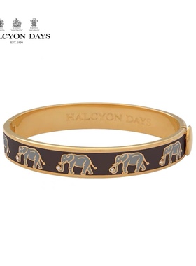 Halcyon Days大象图案1厘米铰链手镯欧式奢华手镯饰品时尚英国