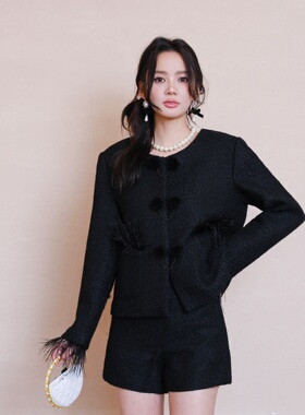 Aimme sparrow小香风外套短裤时尚套装优雅气质
