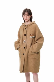 钩花咖啡色大衣时尚 25秋冬新品 百搭优雅气质女外套 Martin Andrea