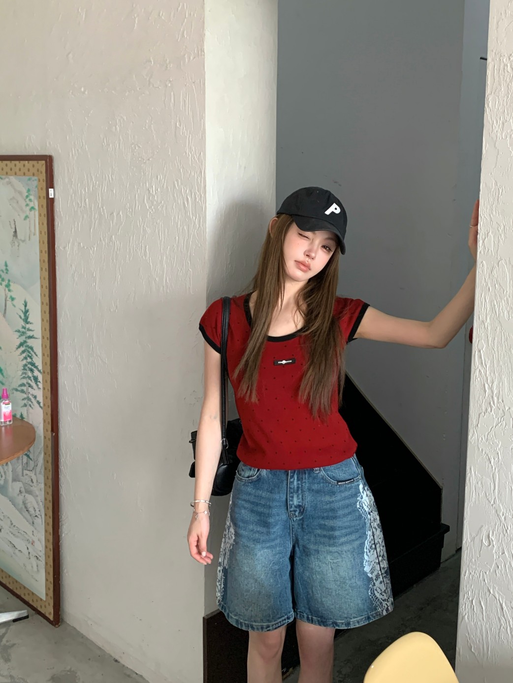 Aimme sparrow25秋冬新款牛仔裤中裤时尚潮流通勤百搭女裤休闲裤