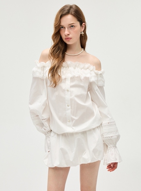 EIMISMOSOL 26春夏一字肩镂空衬衫花苞裙 S/M/L ¥1580