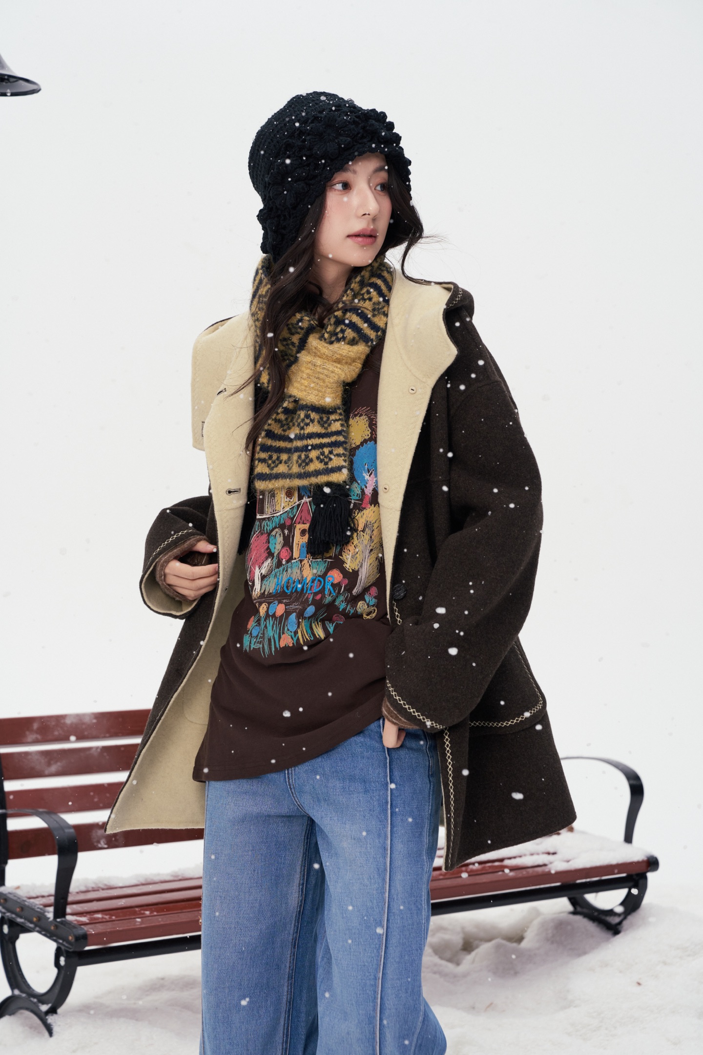 Aimme sparrow 26春夏香草冰淇淋大衣时尚潮流百搭女外套毛呢上衣