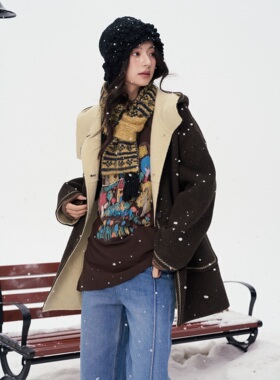 Aimme sparrow 26春夏香草冰淇淋大衣时尚潮流百搭女外套毛呢上衣