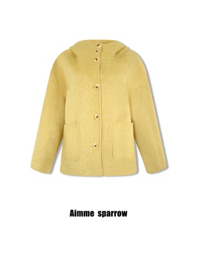 Aimme sparrow 26春夏发财黄缤纷糖果外套时尚百搭休闲毛呢上衣